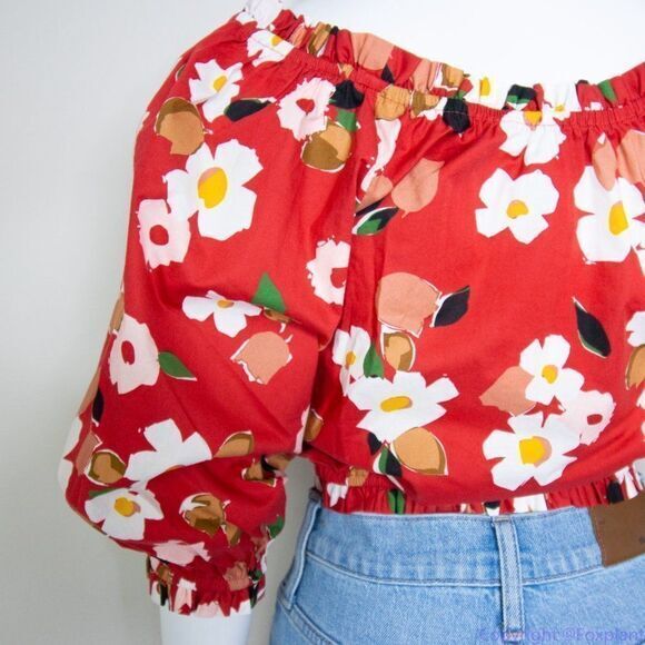 NWT kate spade Botanical garden aperitif top, Red and White - Picture 12 of 15